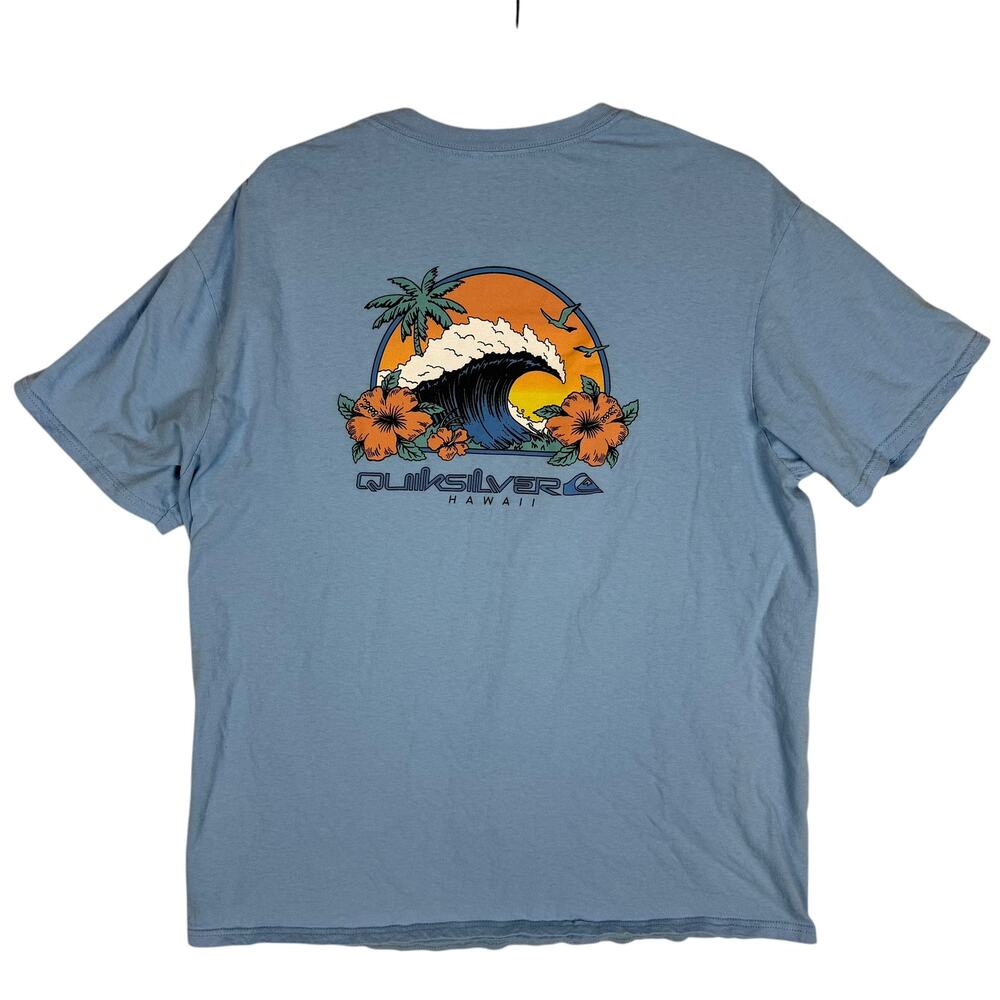 Quiksilver T-Shirt Mens XL Blue‎ Cotton Regular Crew Neck Short Sleeve Pullover - Picture 2 of 8